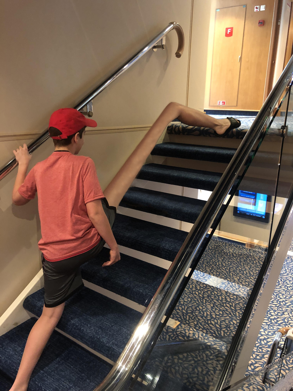 Stair Leg Stretch meme template image