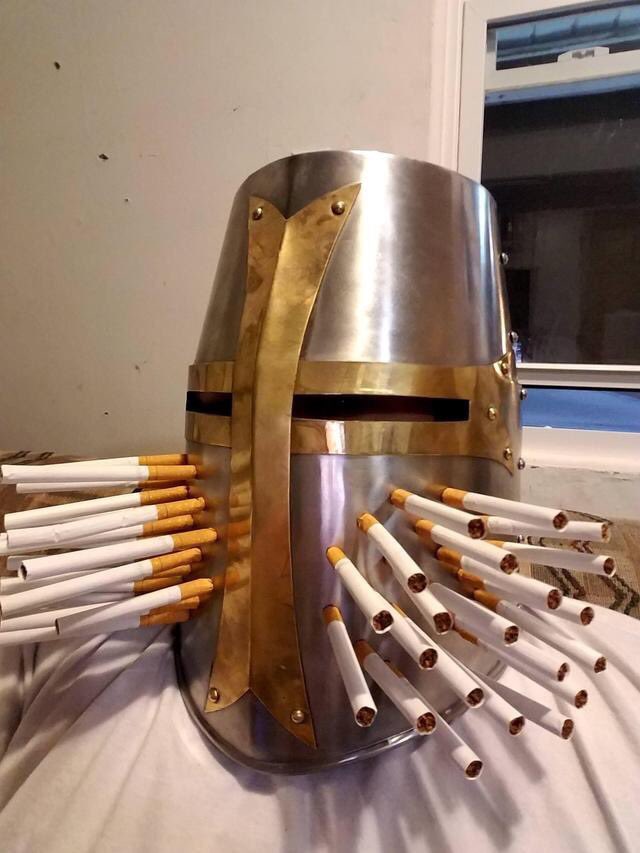 Crusader Helmet Cigarettes meme template image