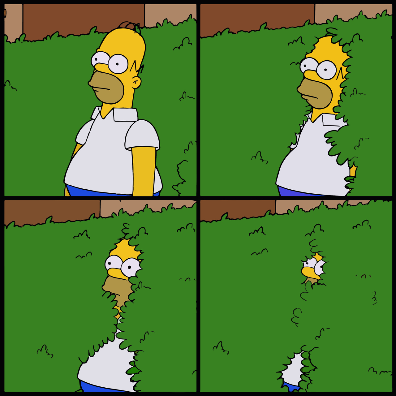 Homer Backs Into Bushes Meme Template