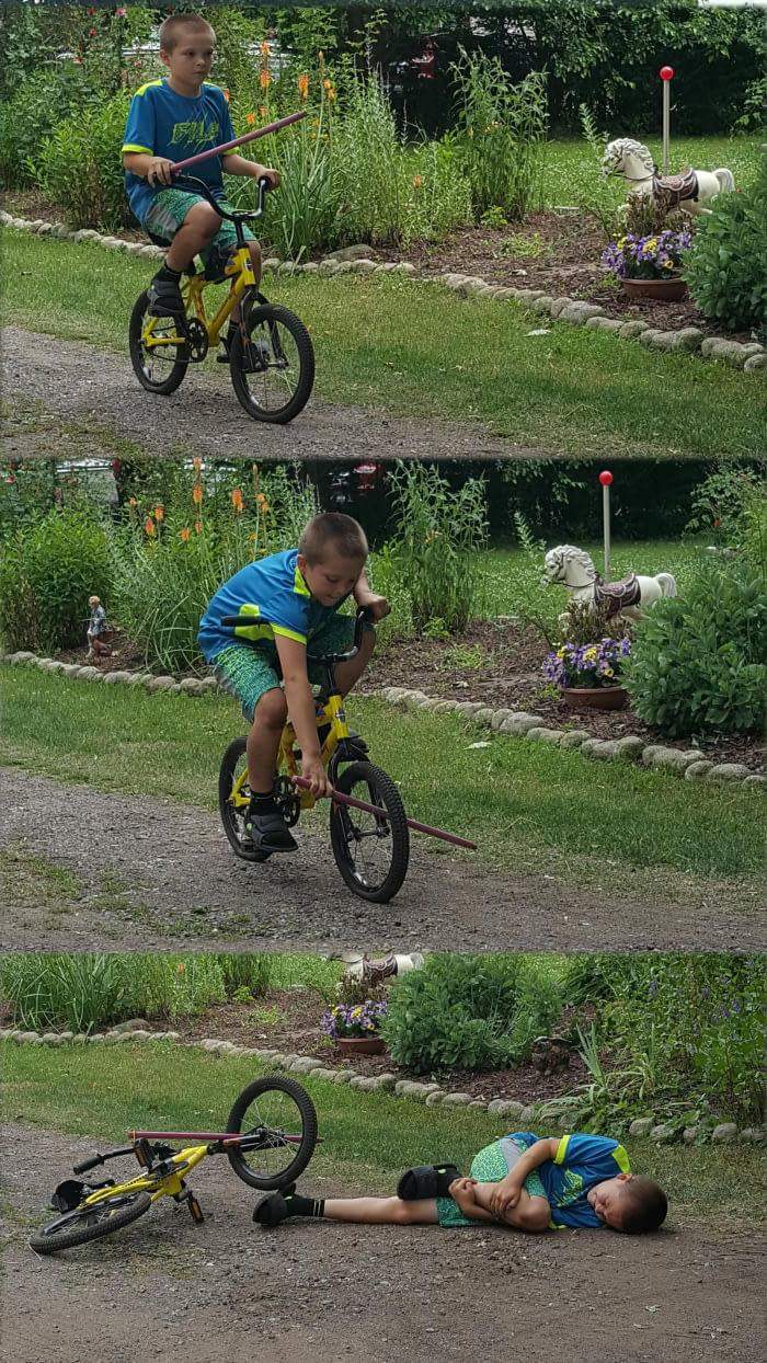 Kid Falls Off Bike meme template image