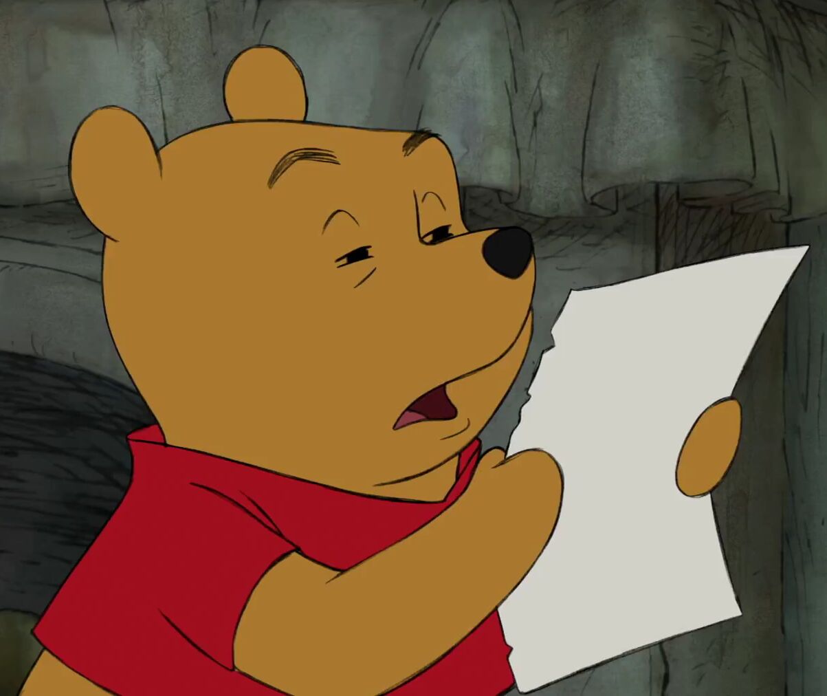 Winnie the Pooh Reading a Paper Meme Template