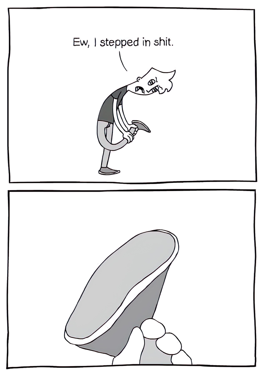 Ew, I Stepped In Shit meme template image