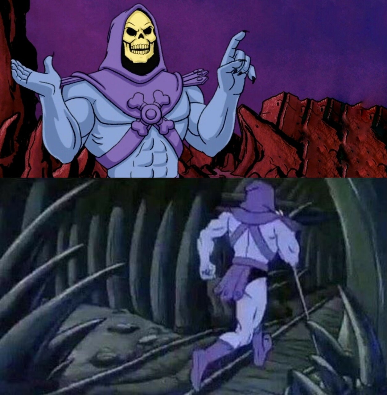 Skeletor Running Away Meme Template