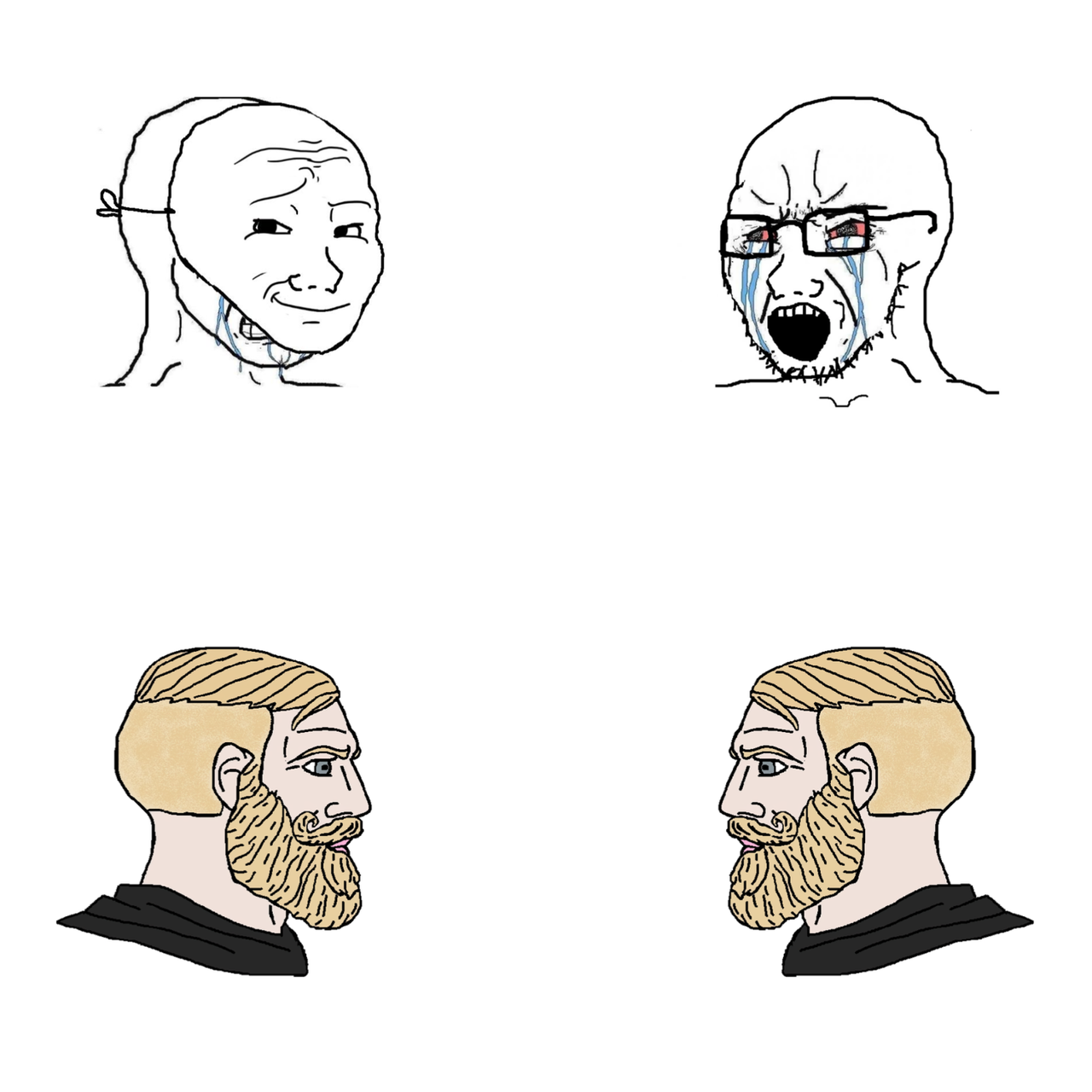 NPC Wojak vs Chad meme template image