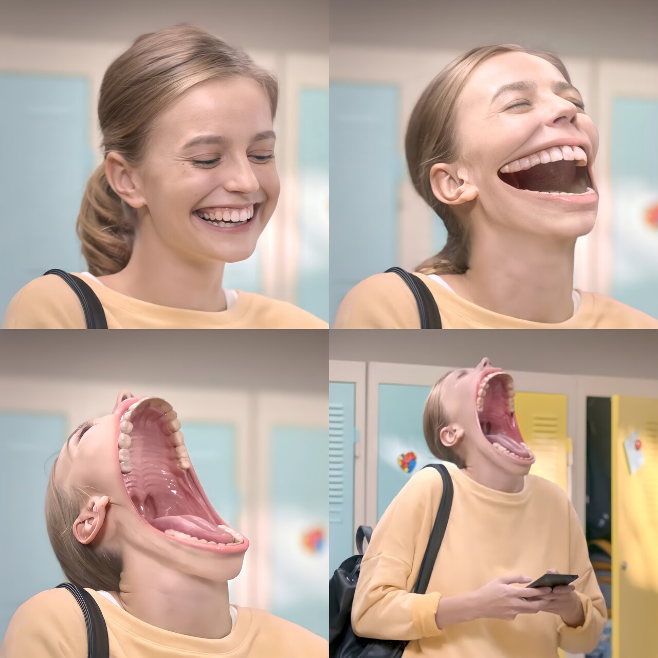 Girl With Expanding Mouth meme template image