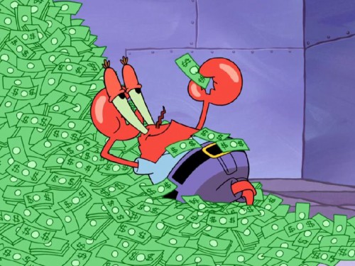 Mr. Krabs Overdosing on Money Meme Template