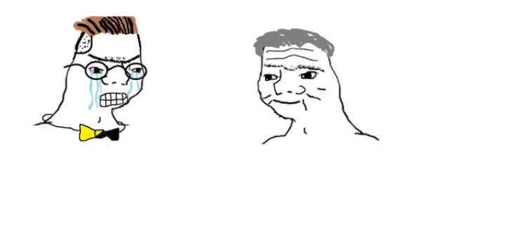 Crying Wojak vs Chad Meme Template