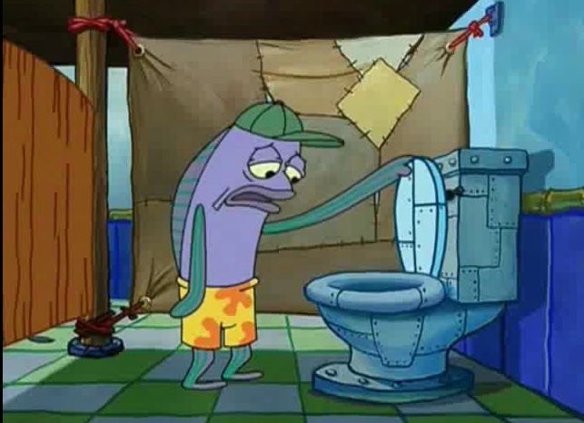 Sad Fish at Toilet Meme Template