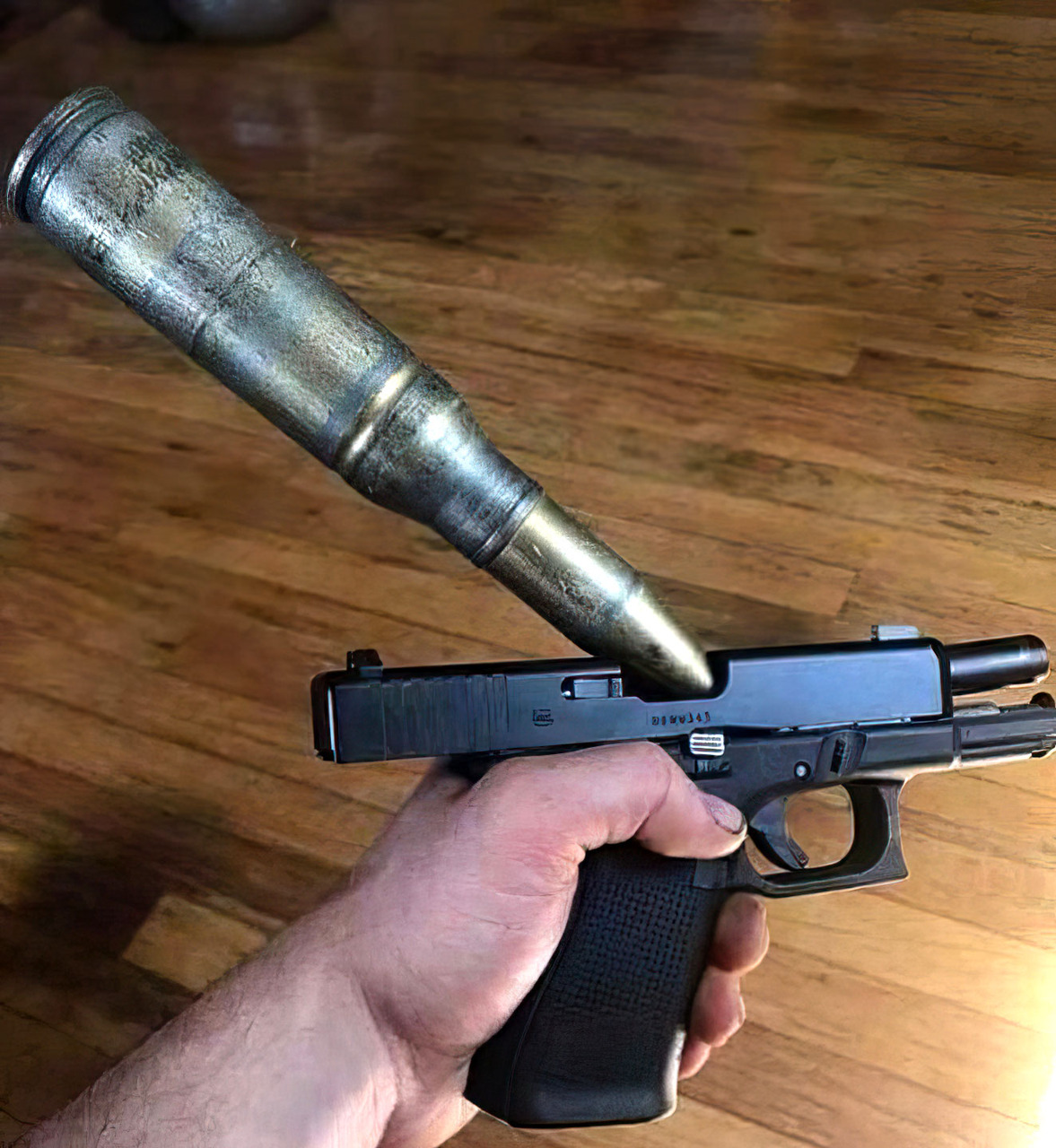 Handgun and Oversized Bullet meme template image
