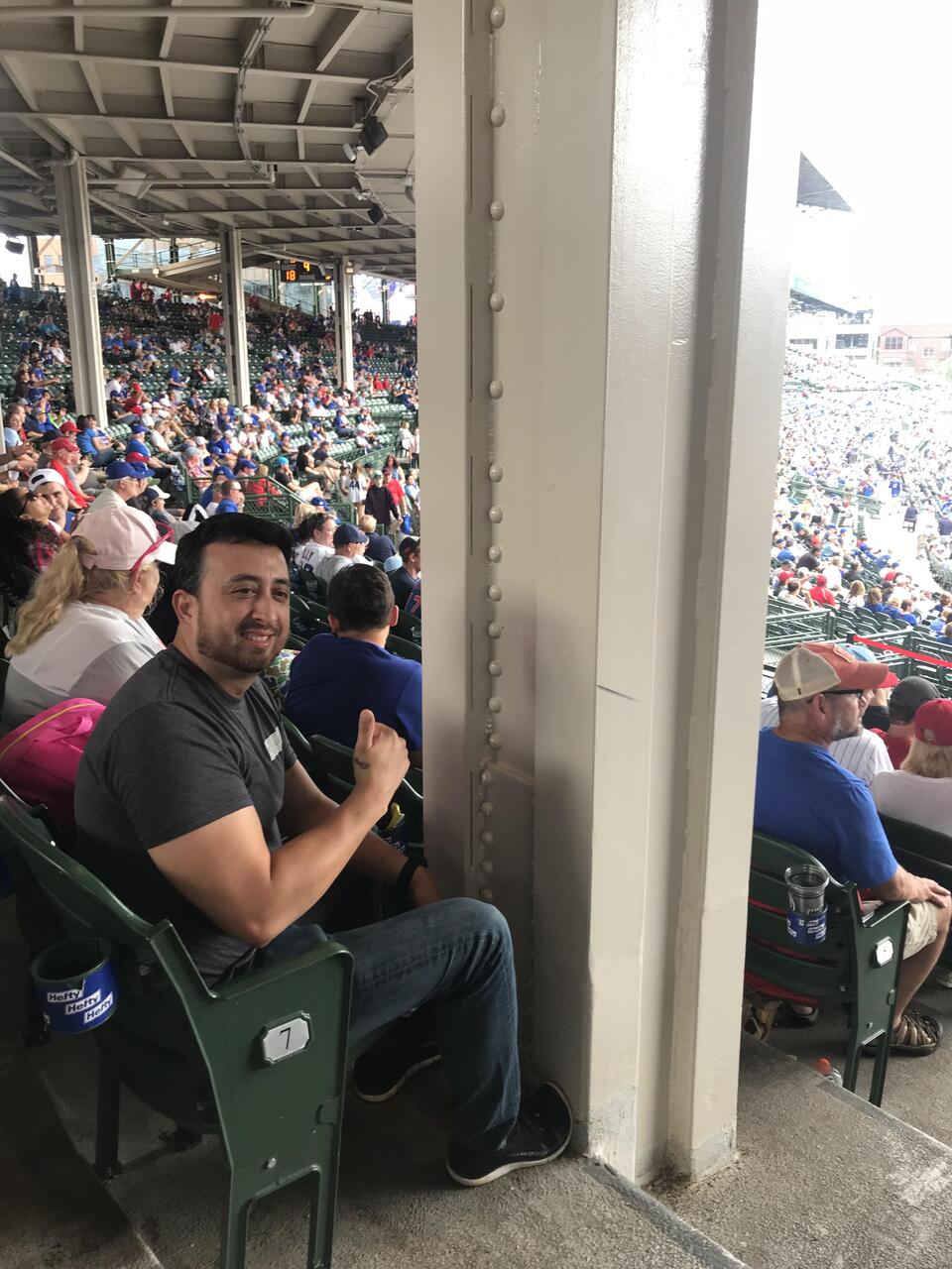 Man At Baseball Game Giving Thumbs Up meme template image