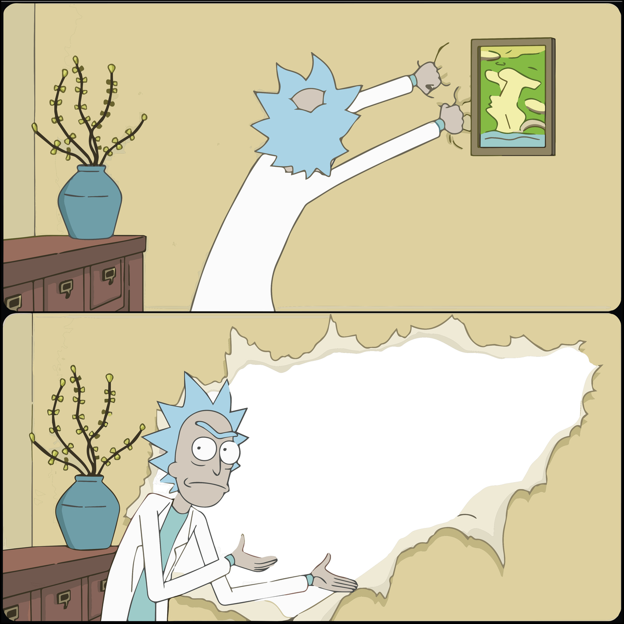 Rick Removes Painting meme template image