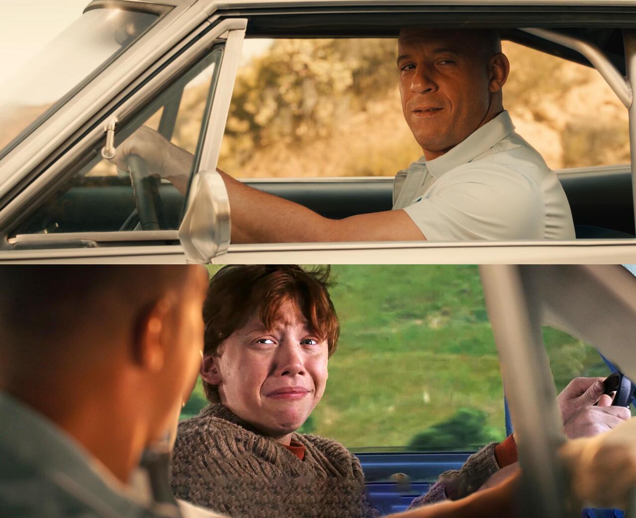 Vin Diesel Driving With Ron Weasley Meme Meme Template