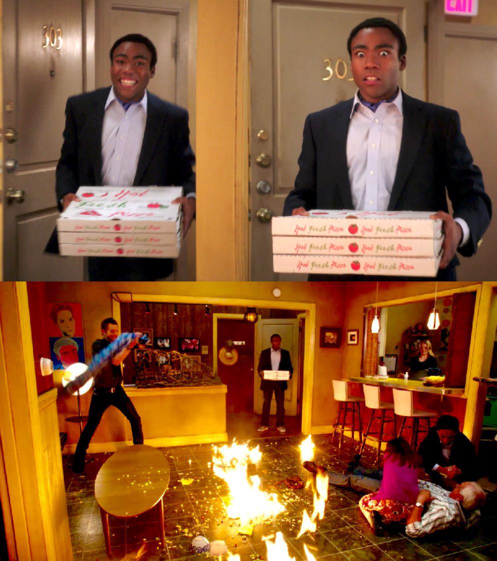 Troy Coming With Pizza meme template image