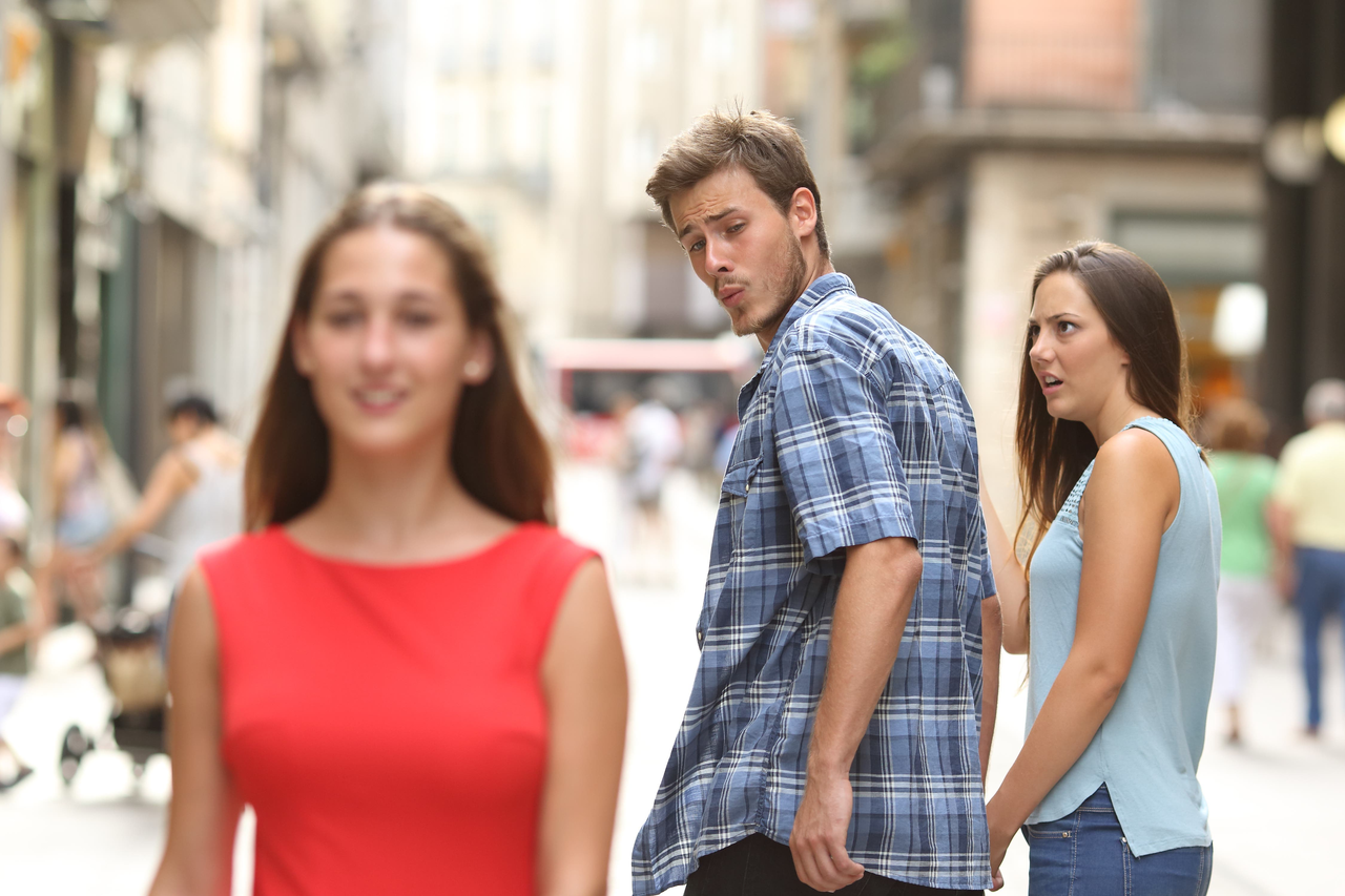 Distracted Boyfriend - Generated with Text to Meme