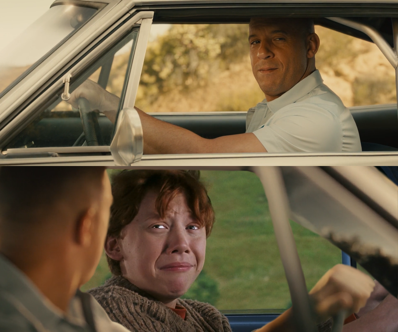 Vin Diesel Staring at Ron Weasley Meme Meme Template