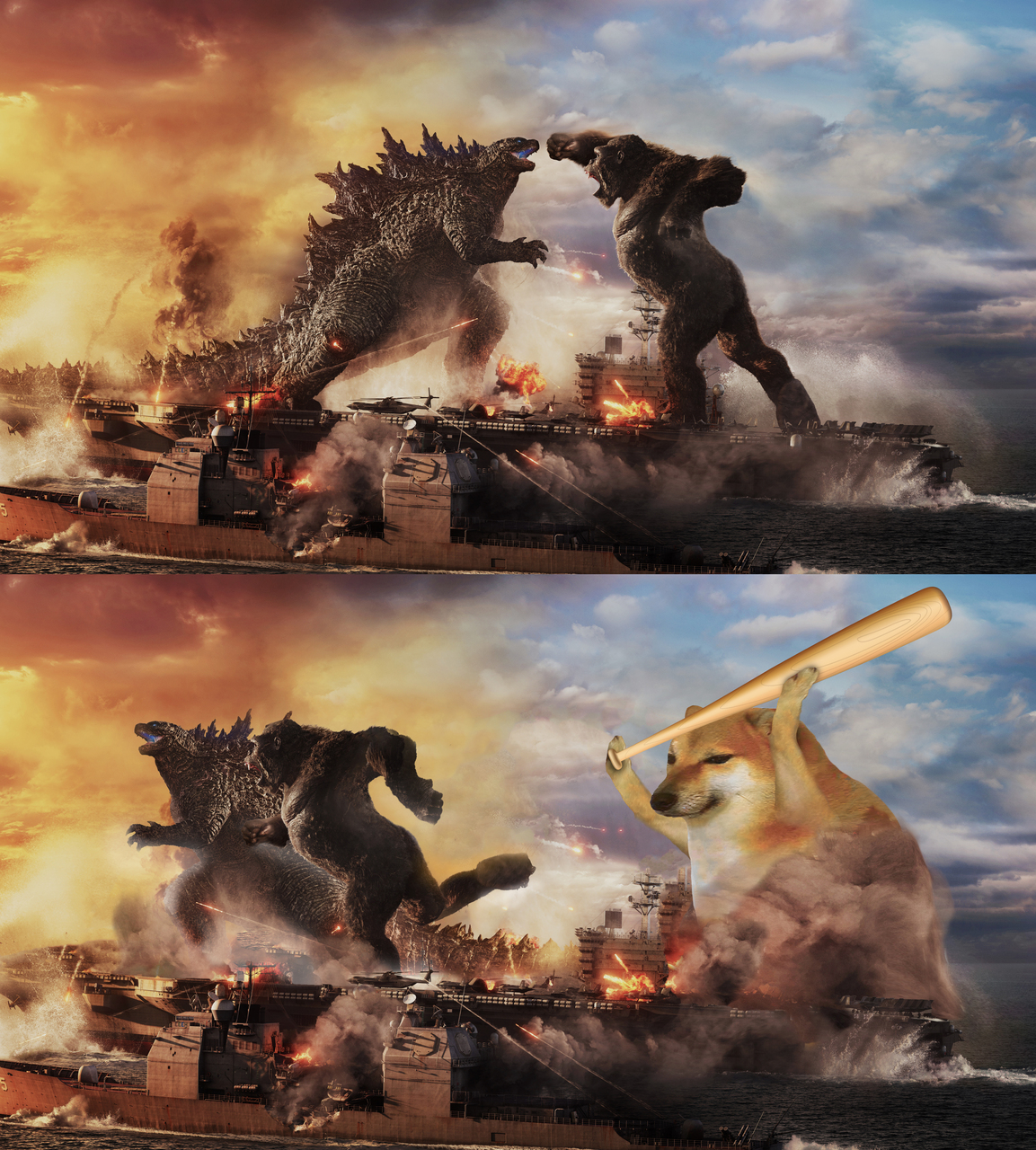 Bonk! Godzilla vs Kong meme template image