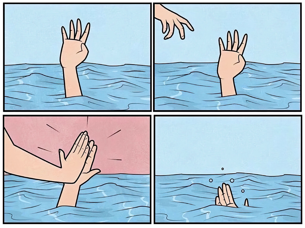 Drowning High Five meme template image